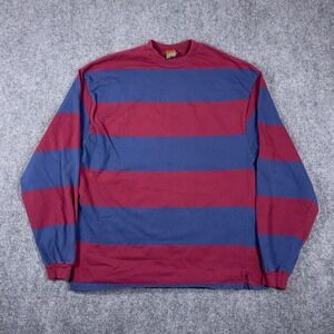Vintage Oakton Limited Striped Long Sleeve Shirt Mens L Tall Burgundy Blue